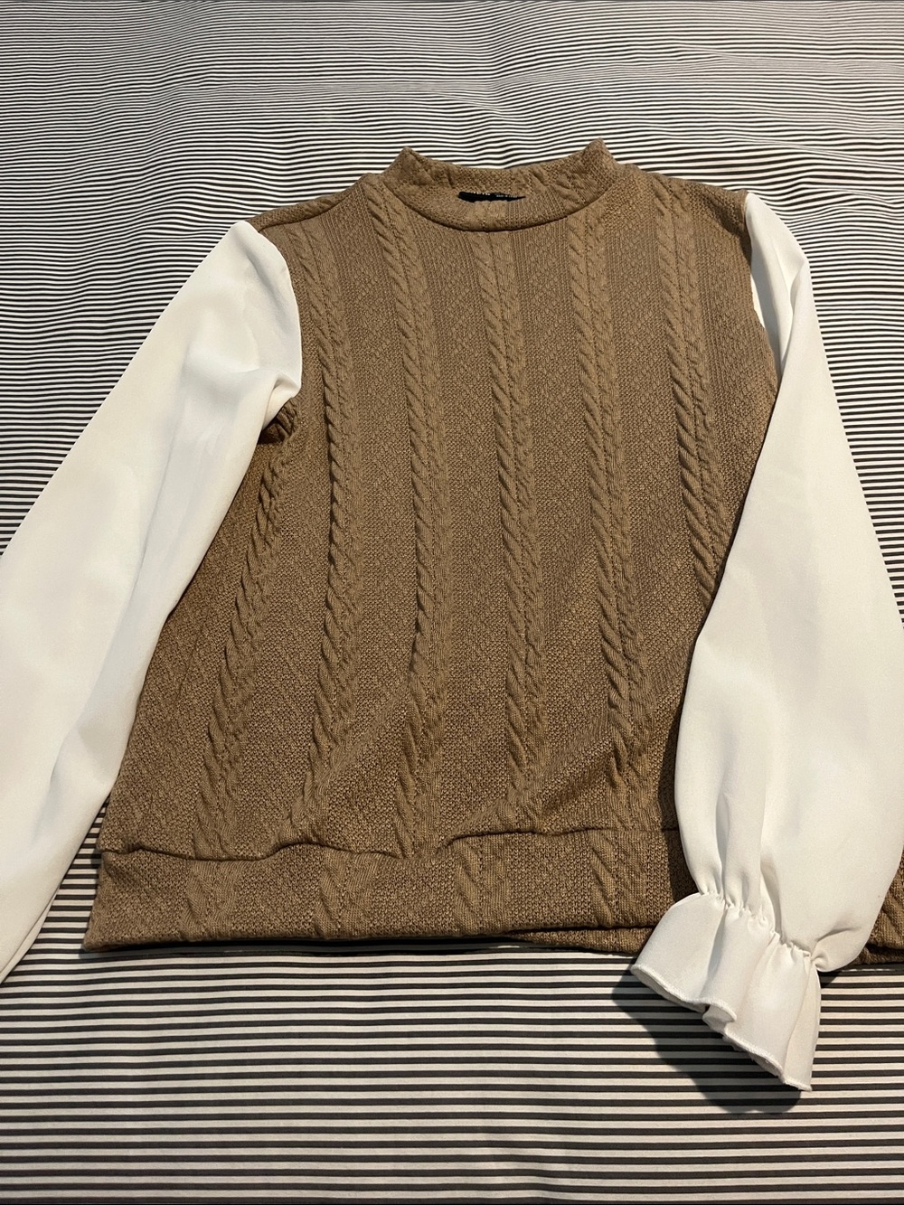 Sweater with sheer sleeves. Size S.